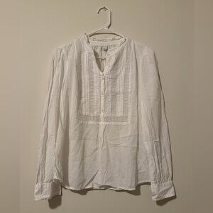 Old Navy White Lace Boho Blouse Size Small • Long Sleeve Button Front